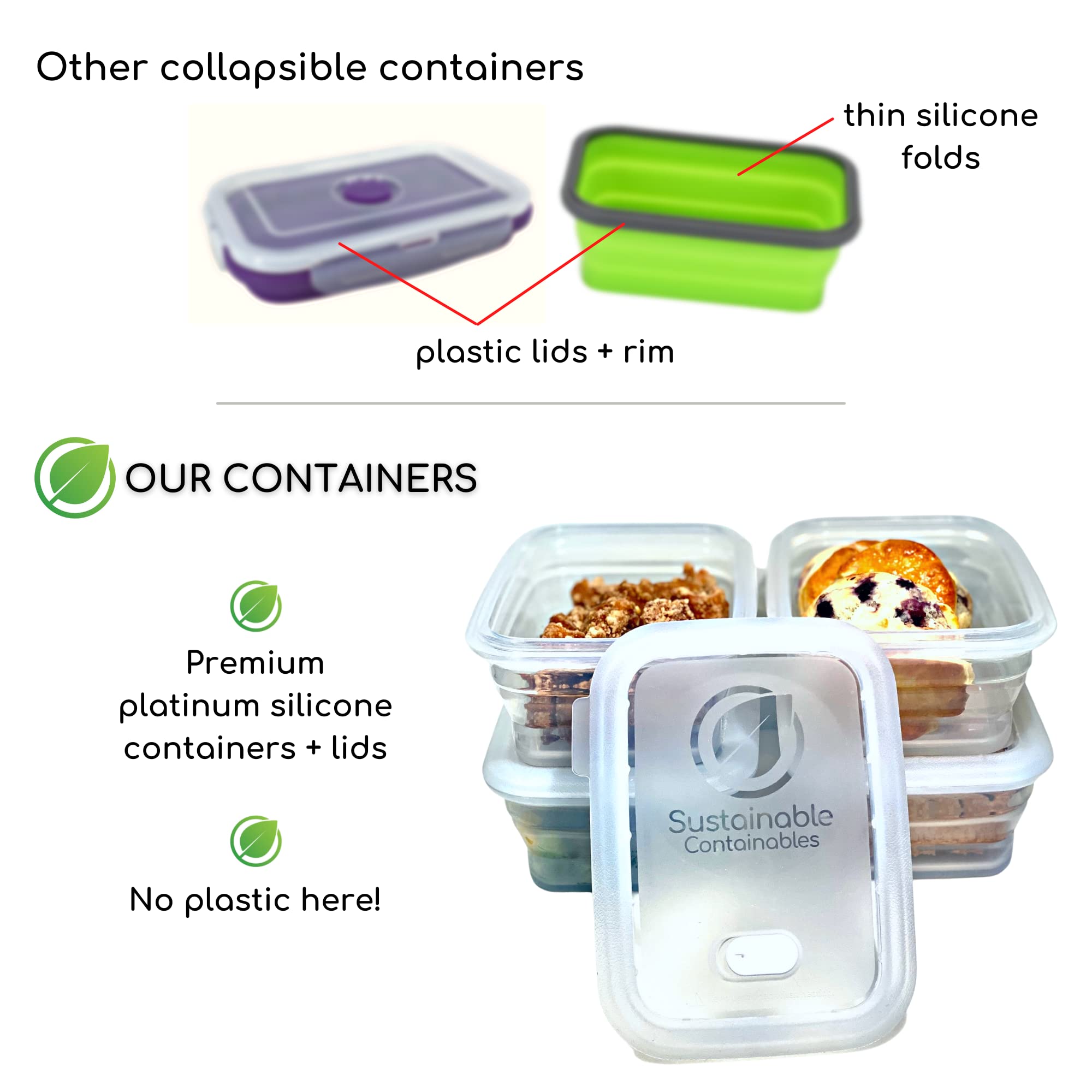 Sustainable Containables freezer-safe container ideal for meal prep and cold storage.