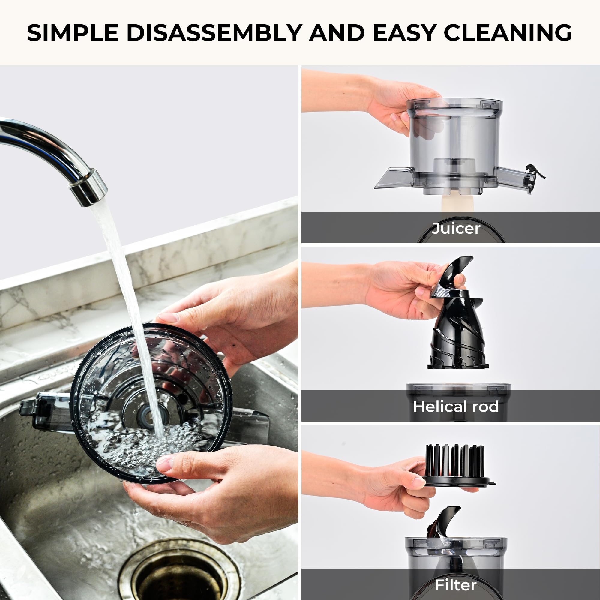 SUSTEAS reverse function controls anti-clog performance during juicing.
