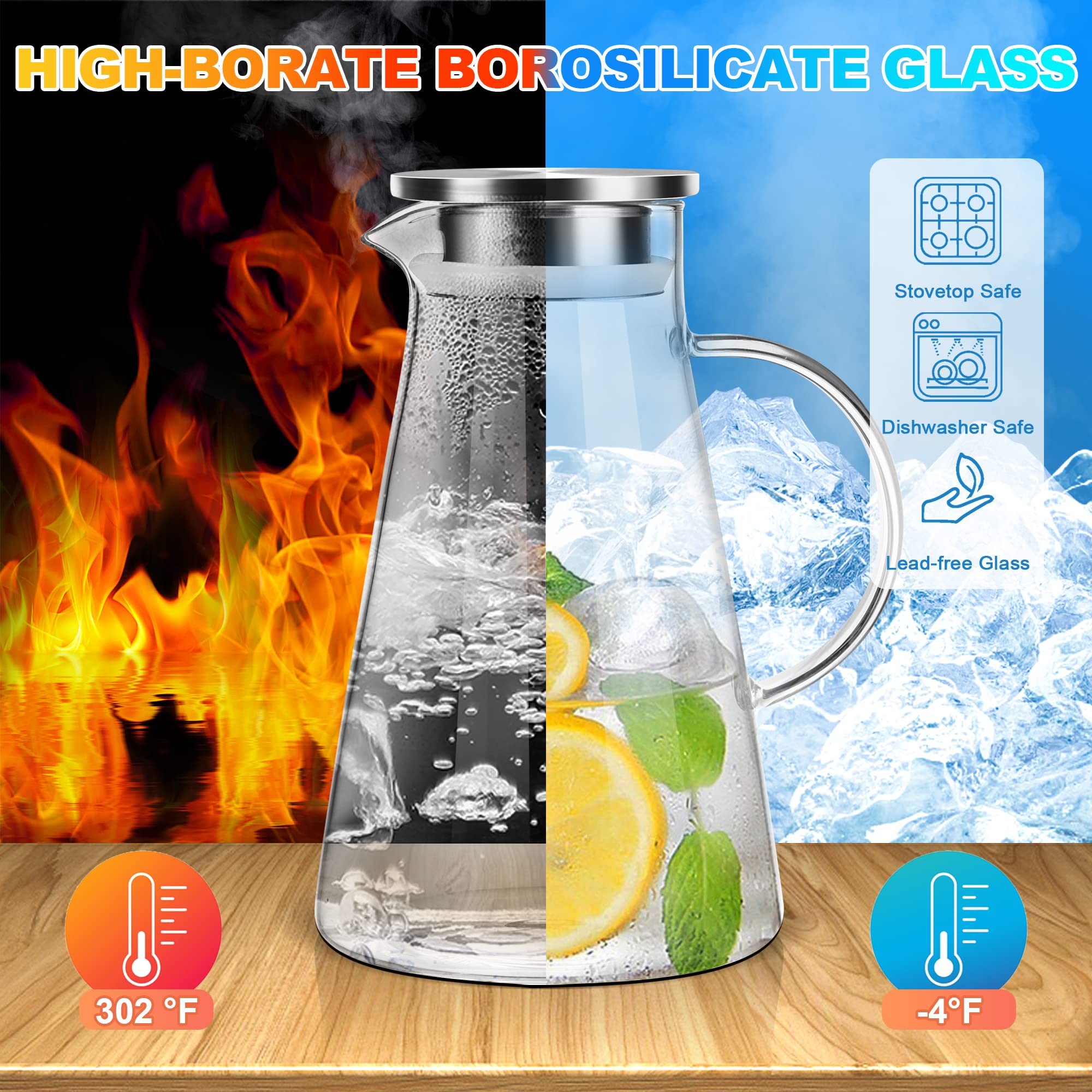 SUSTEAS heat-resistant borosilicate glass keeps beverages safely hot or cold.
