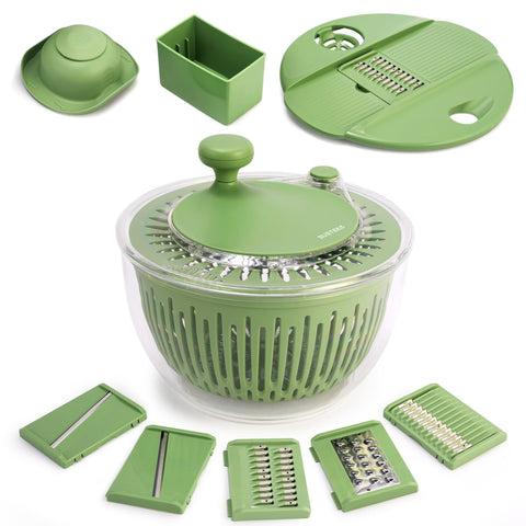SUSTEAS Salad Spinner Large wash-dry basket in action for quick greens prep