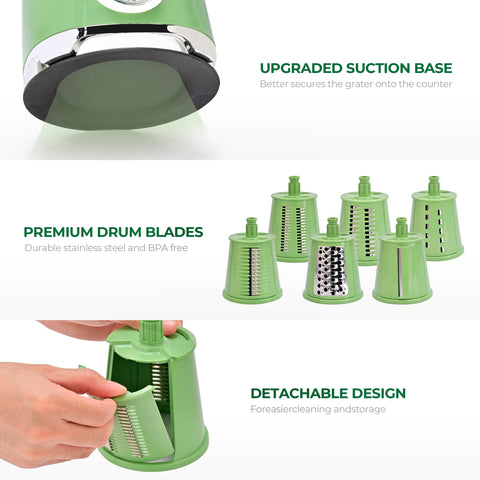 SUSTEAS six-blade interchangeable set for versatile textures.