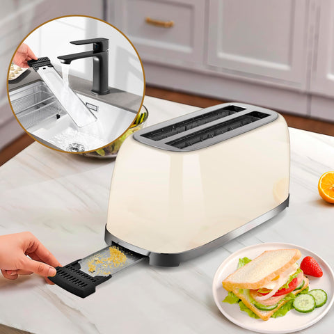 Auto-lift feature shown on SUSTEAS toaster during toast rise