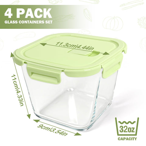 Susukkie 32oz borosilicate glass storage with clear visibility for leftovers