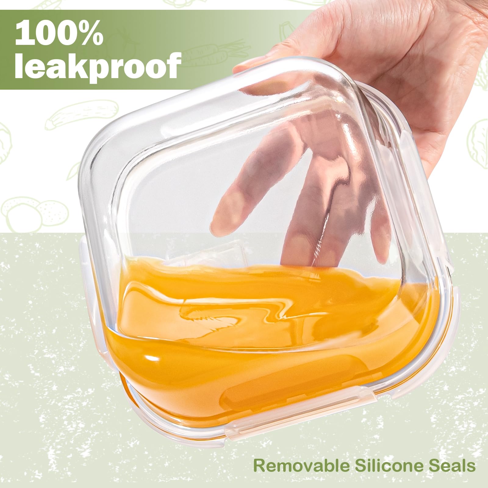 Susukkie vented lid glass container speeds reheating without full lid removal.