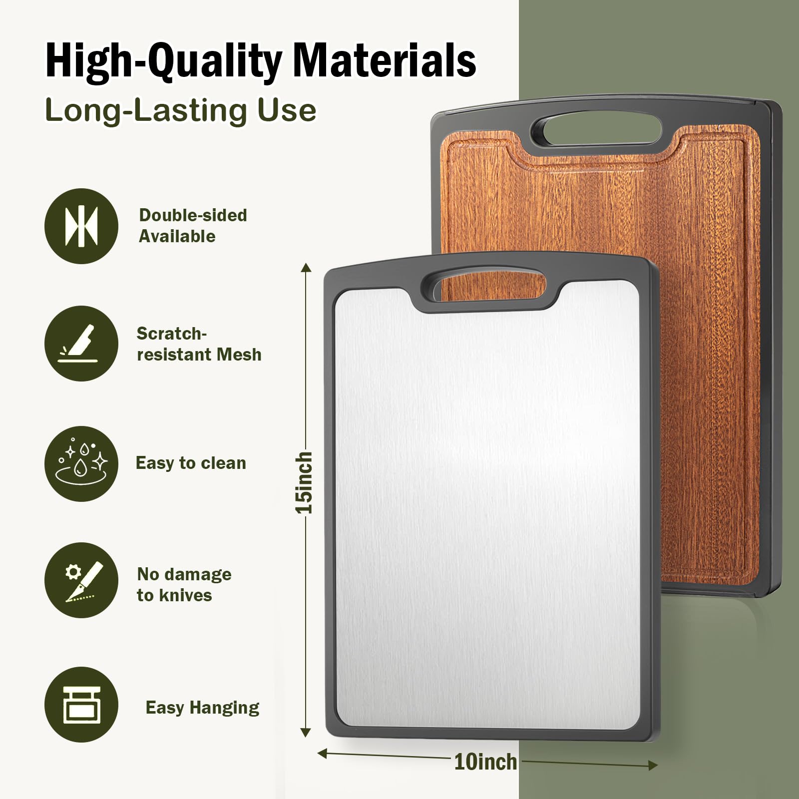 Sutaig titanium meat side with a juice groove captures juices for cleaner prep.