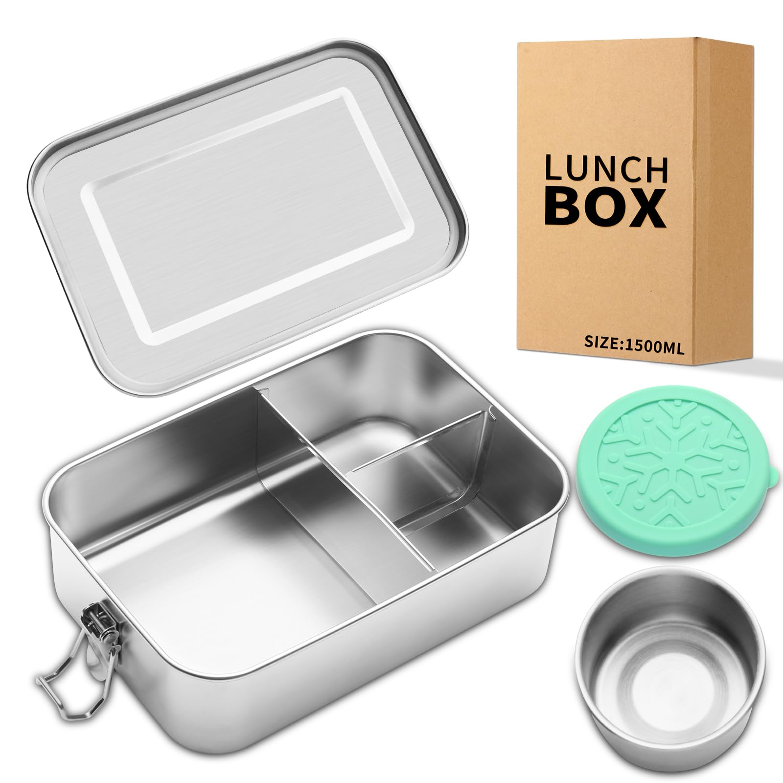 SUTETLW Bento box front view in stainless steel, built for daily durability.