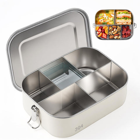SUTETLW leakproof bento box with 5 compartments keeps meals organized on the go.