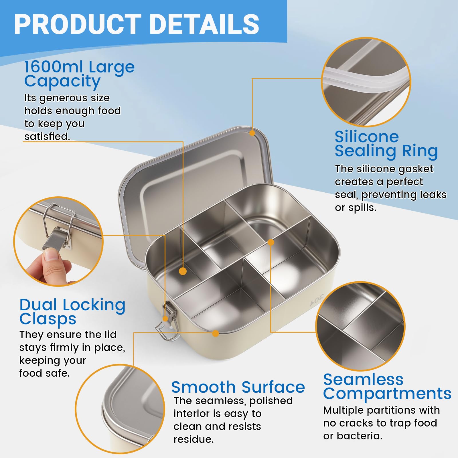 SUTETLW removable silicone seal ring ensures airtight lid closure for quick prep.