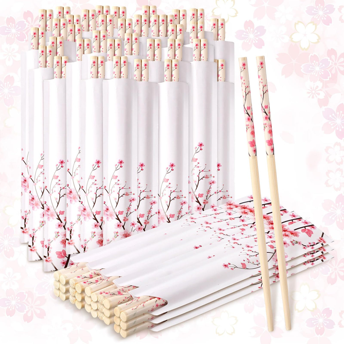 Suttmin cherry blossom chopsticks 50-pair pack for weddings and events