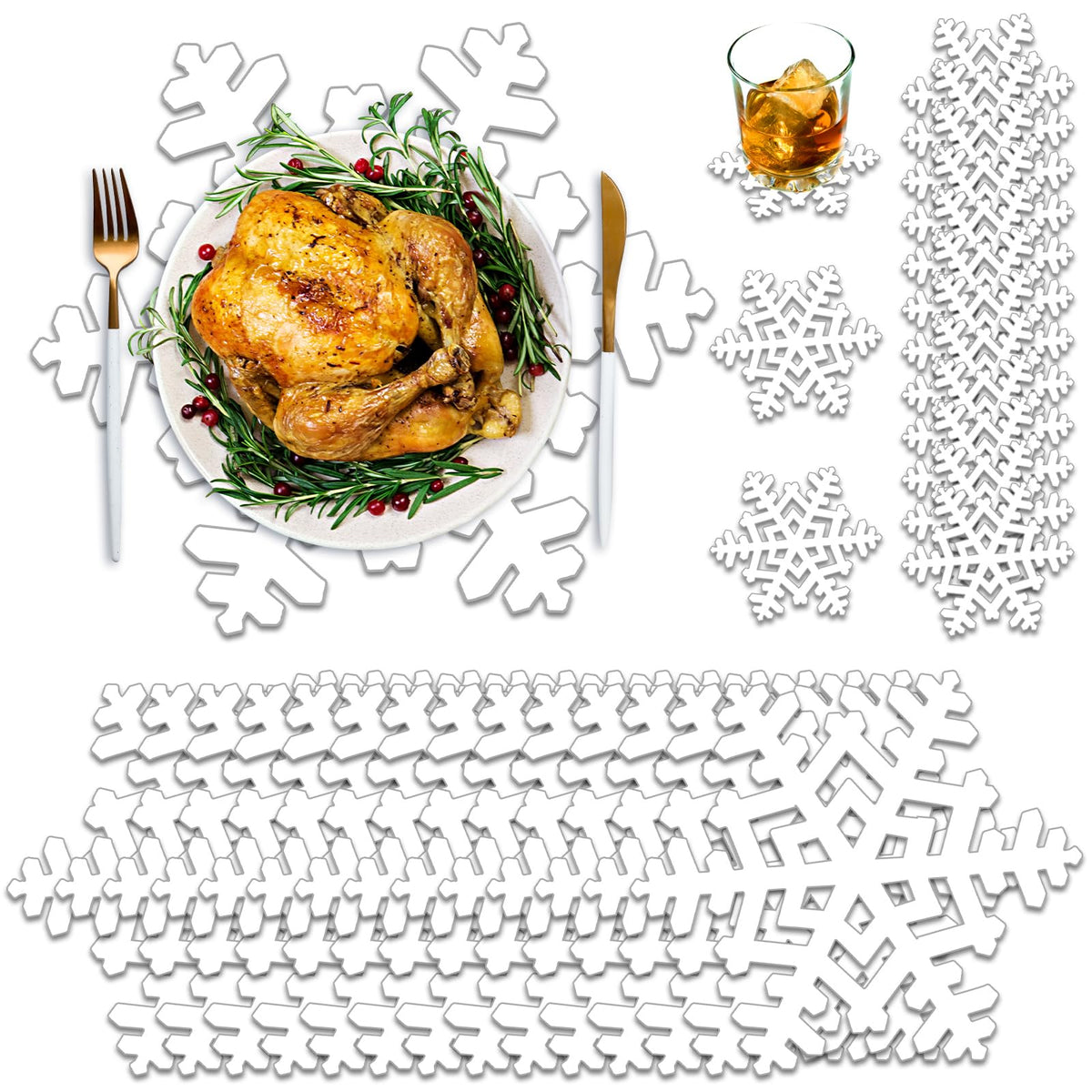 Suttmin Christmas snowflake placemats for festive table decor and easy cleanup