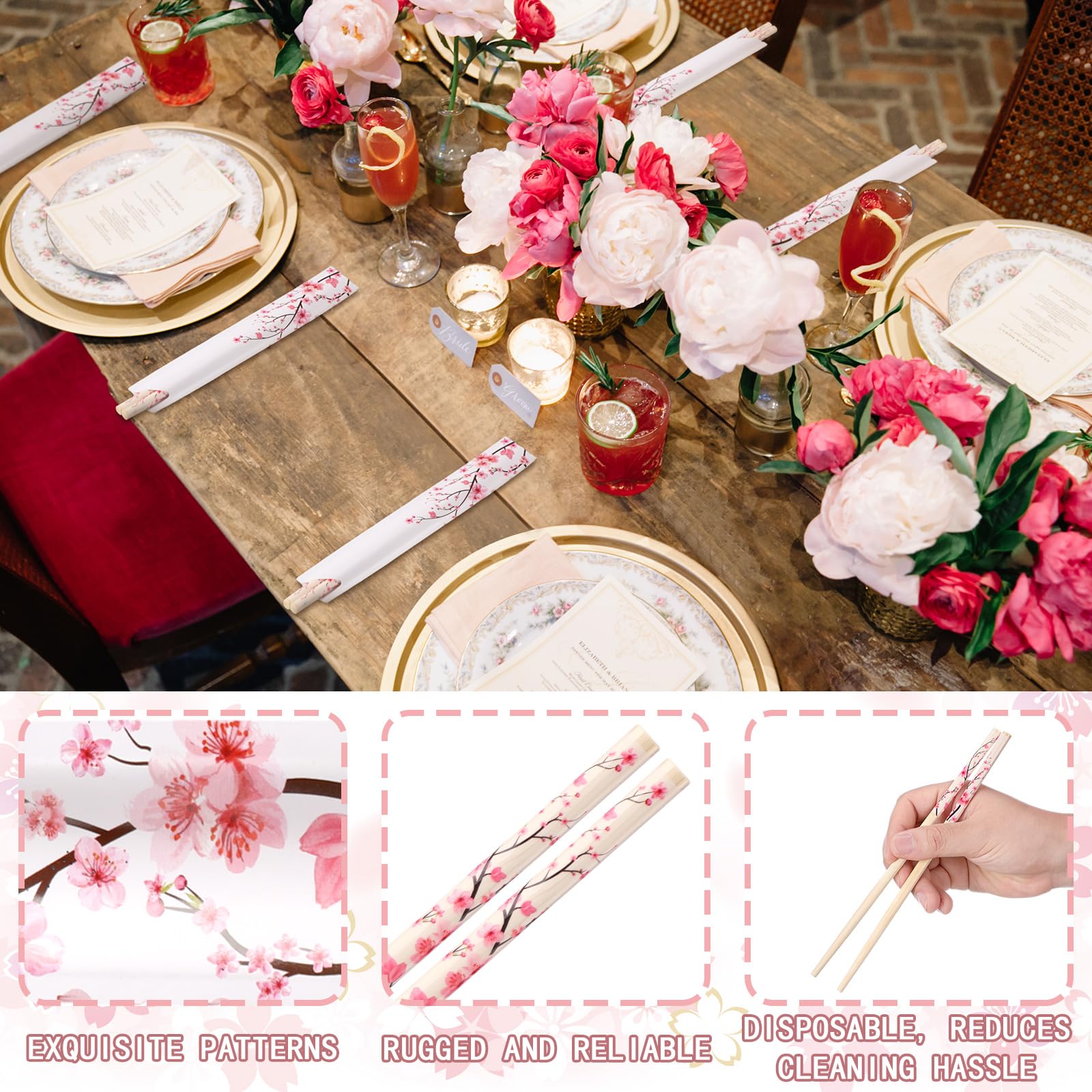 Suttmin disposable bamboo chopsticks with UV-treated smooth surface