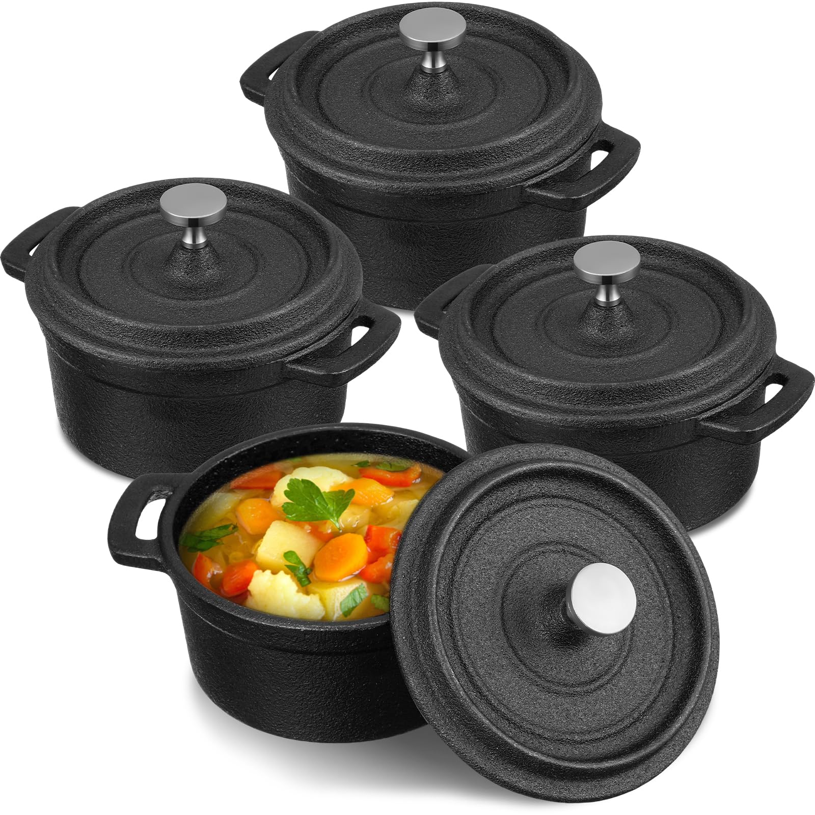 Suttmin mini dutch oven with lid on stove for easy single servings.