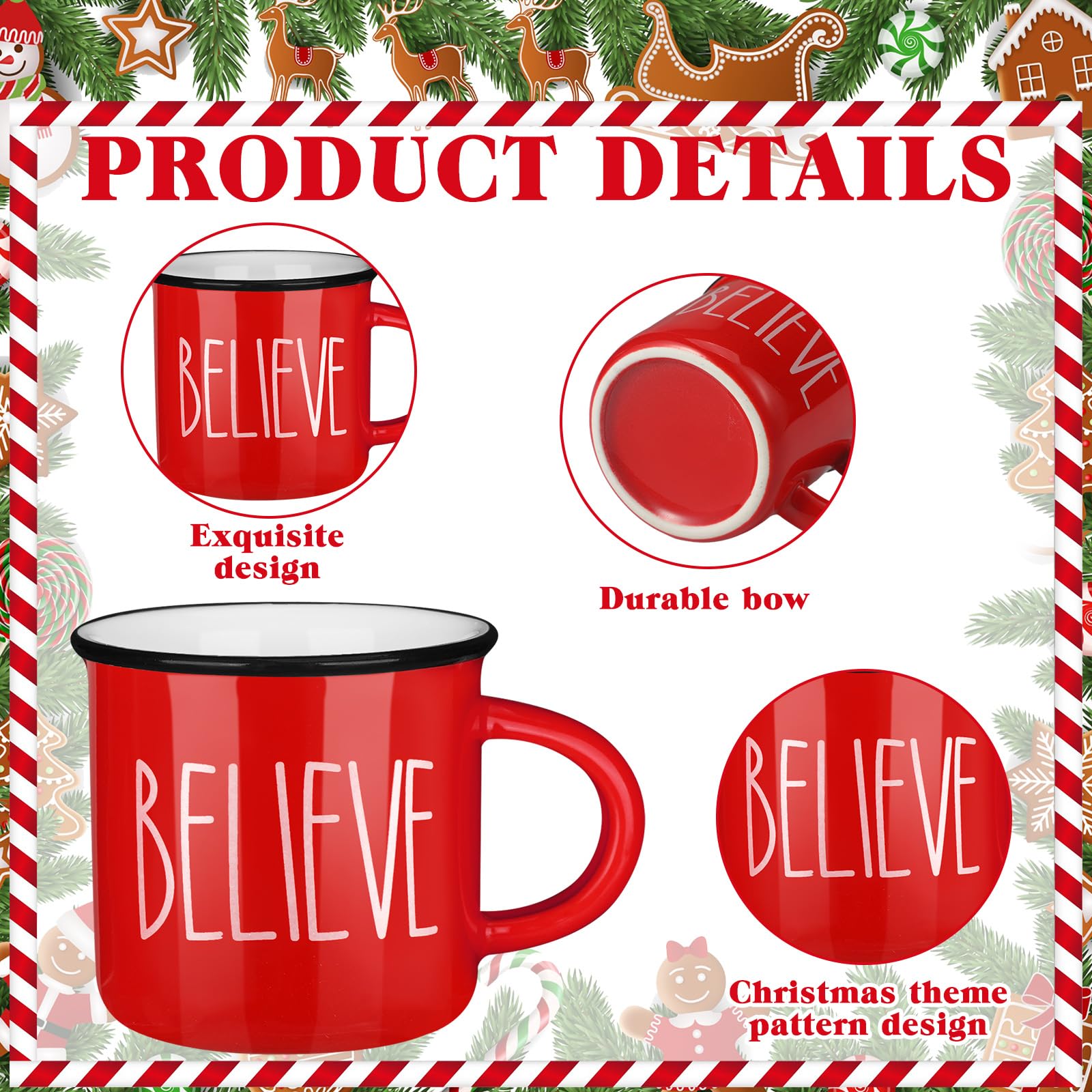 Suttmin red white Christmas designs on mini mugs for cozy moments