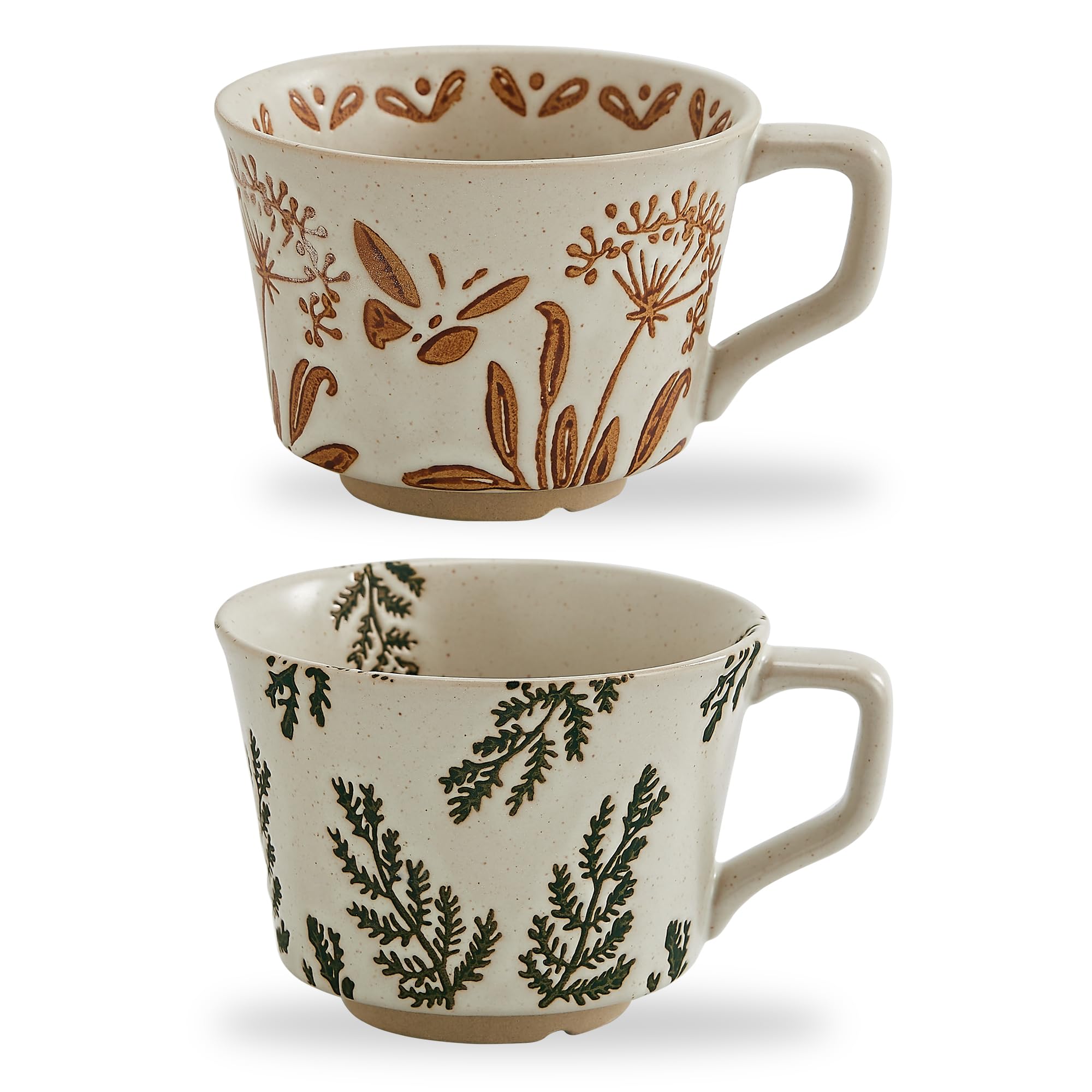 Swuut vintage ceramic coffee mug with plant illustration for daily rituals.