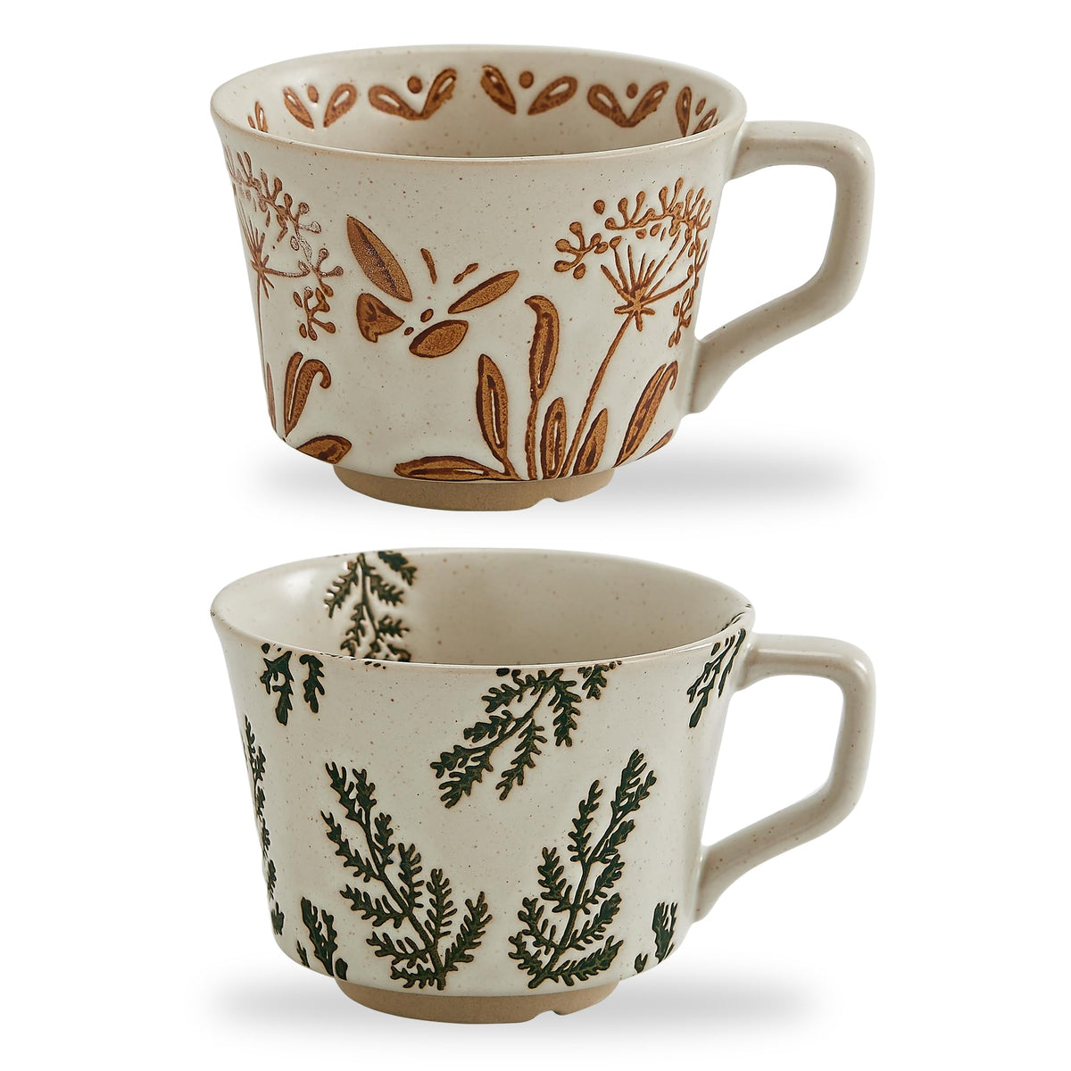 Swuut vintage ceramic coffee mug with plant illustration for daily rituals.