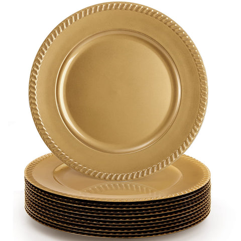Suwimut gold charger plate with beaded edge, 13 inch, ideal for upscale wedding tables and spill protection.