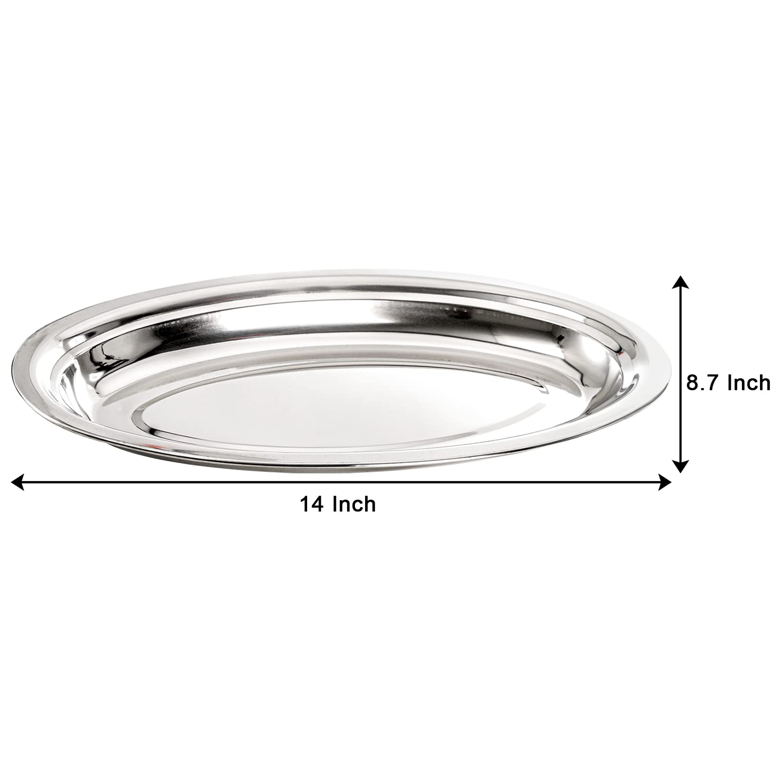 Suwimut heavy-duty stainless steel oval platter demonstrates durability for daily use.