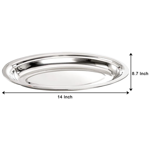 Suwimut heavy-duty stainless steel oval platter demonstrates durability for daily use.