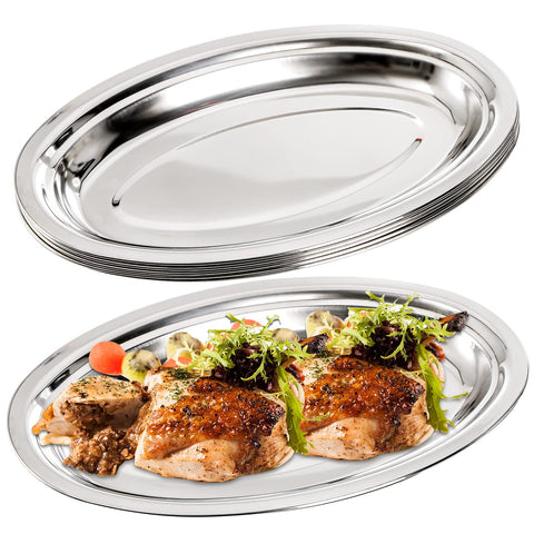 Suwimut oval platter in silver with mirror finish, ideal for elegant entertaining.