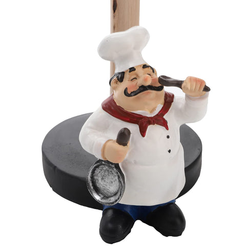 Suwimut resin chef figure atop wood pole for stable, stylish display on counters.