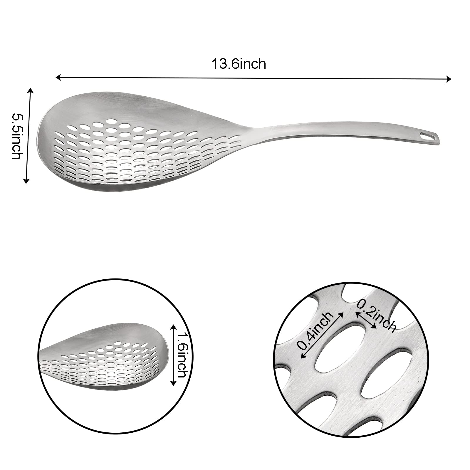 Suwimut stainless steel fryer scoop with handle for easy lifting