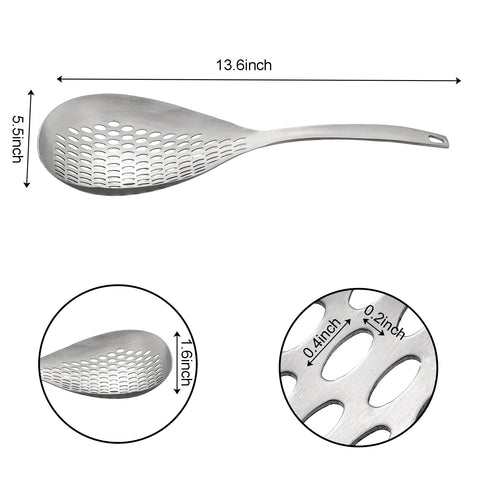 Suwimut stainless steel fryer scoop with handle for easy lifting