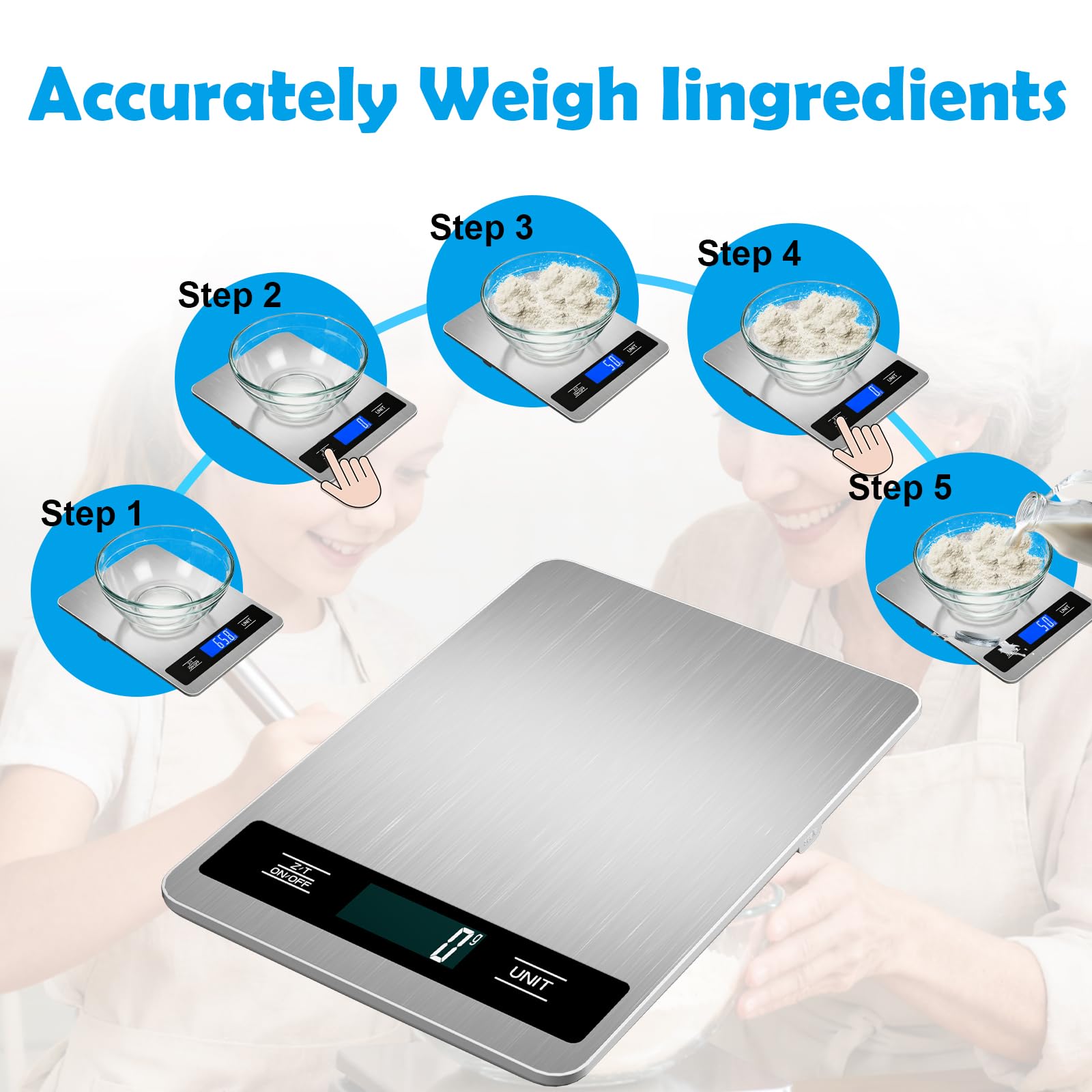 SUXOYIFH Food Scale includes 2 AAA batteries for cable-free, ready-to-use meal prep.