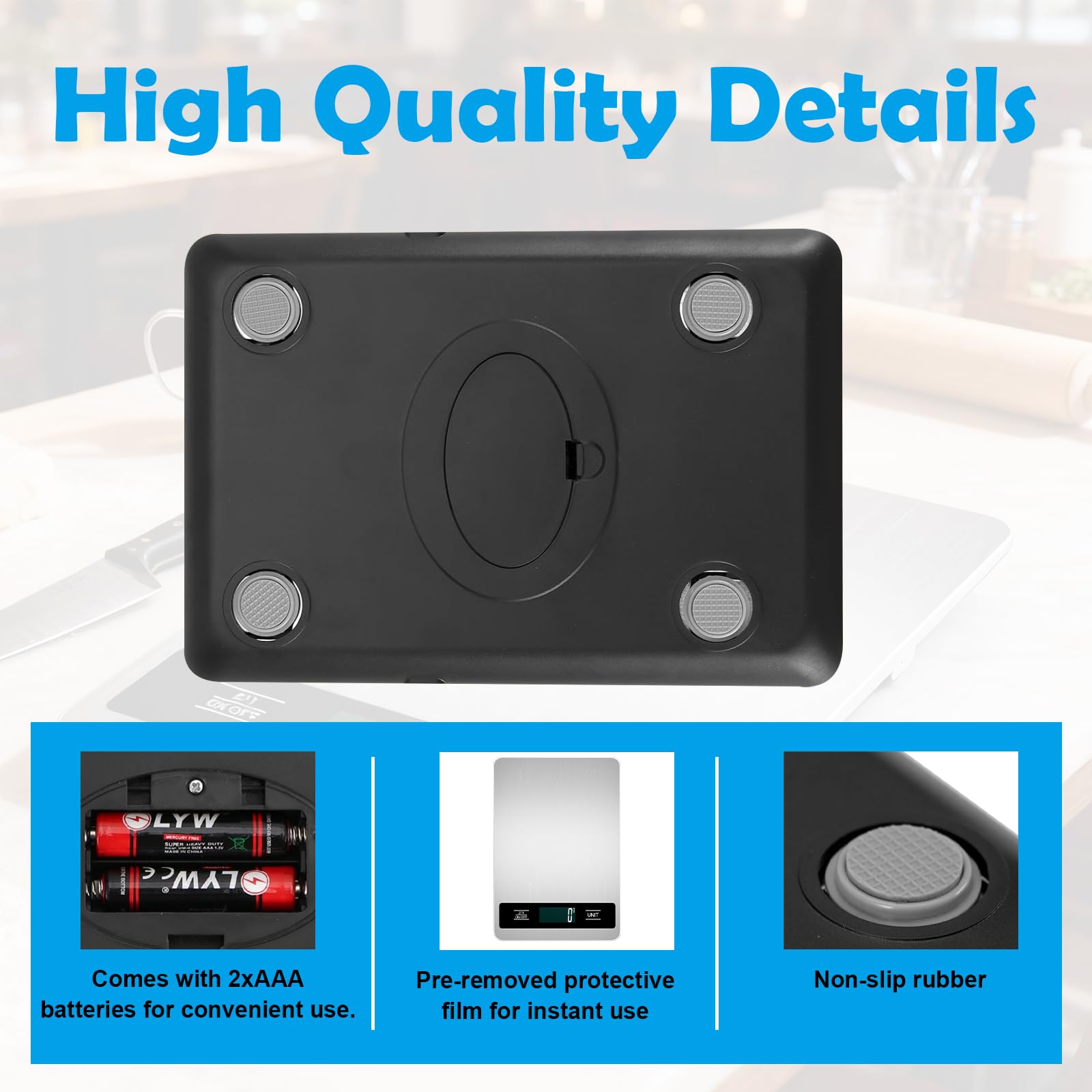 SUXOYIFH Food Scale compact form with storage hook fits small kitchens and dorms.