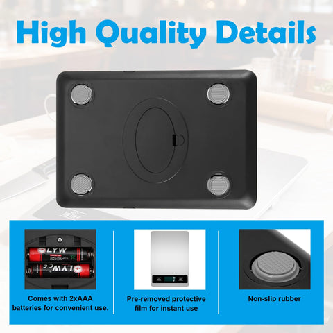 SUXOYIFH Food Scale compact form with storage hook fits small kitchens and dorms.