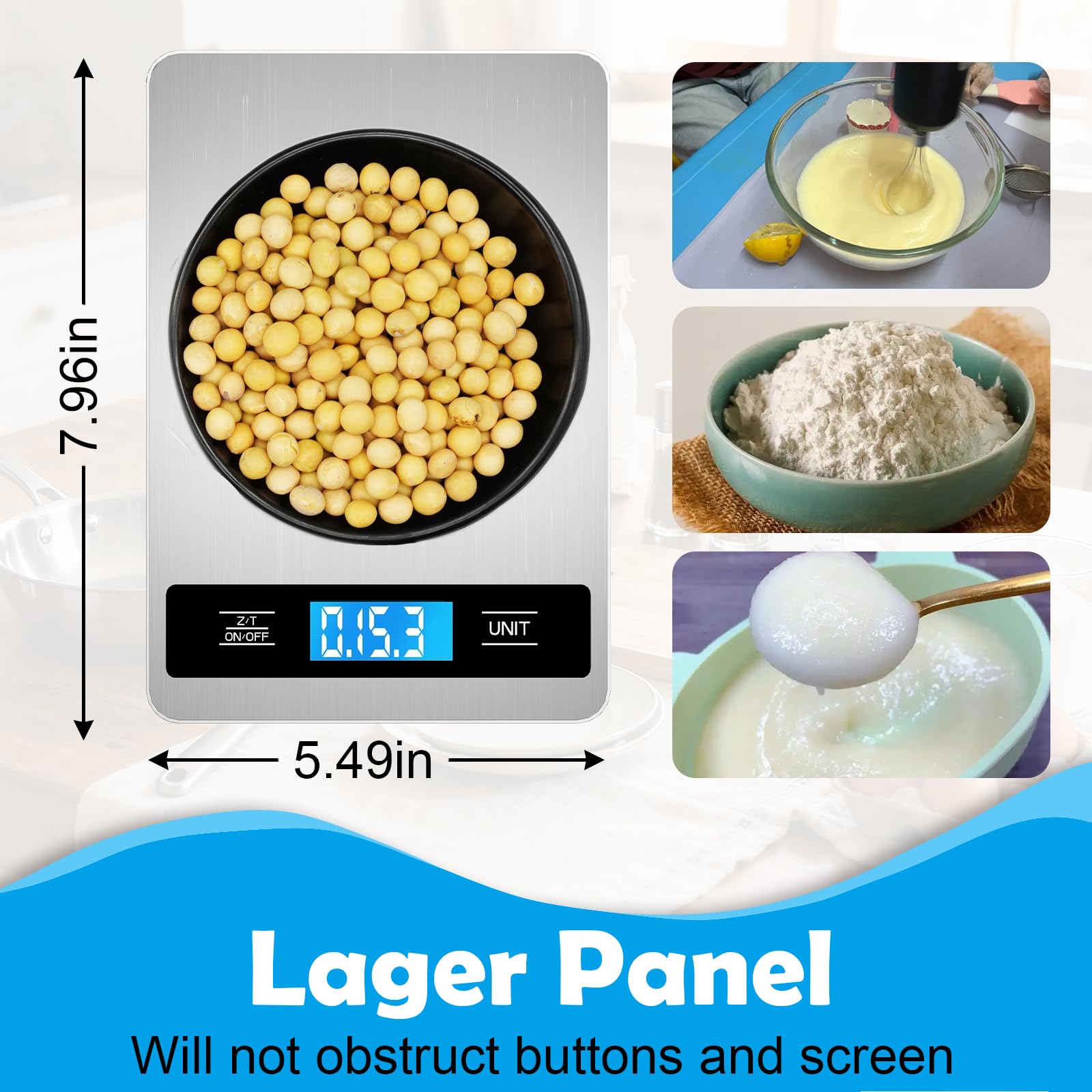 SUXOYIFH Food Scale unit selection displays multiple units for varied recipes.