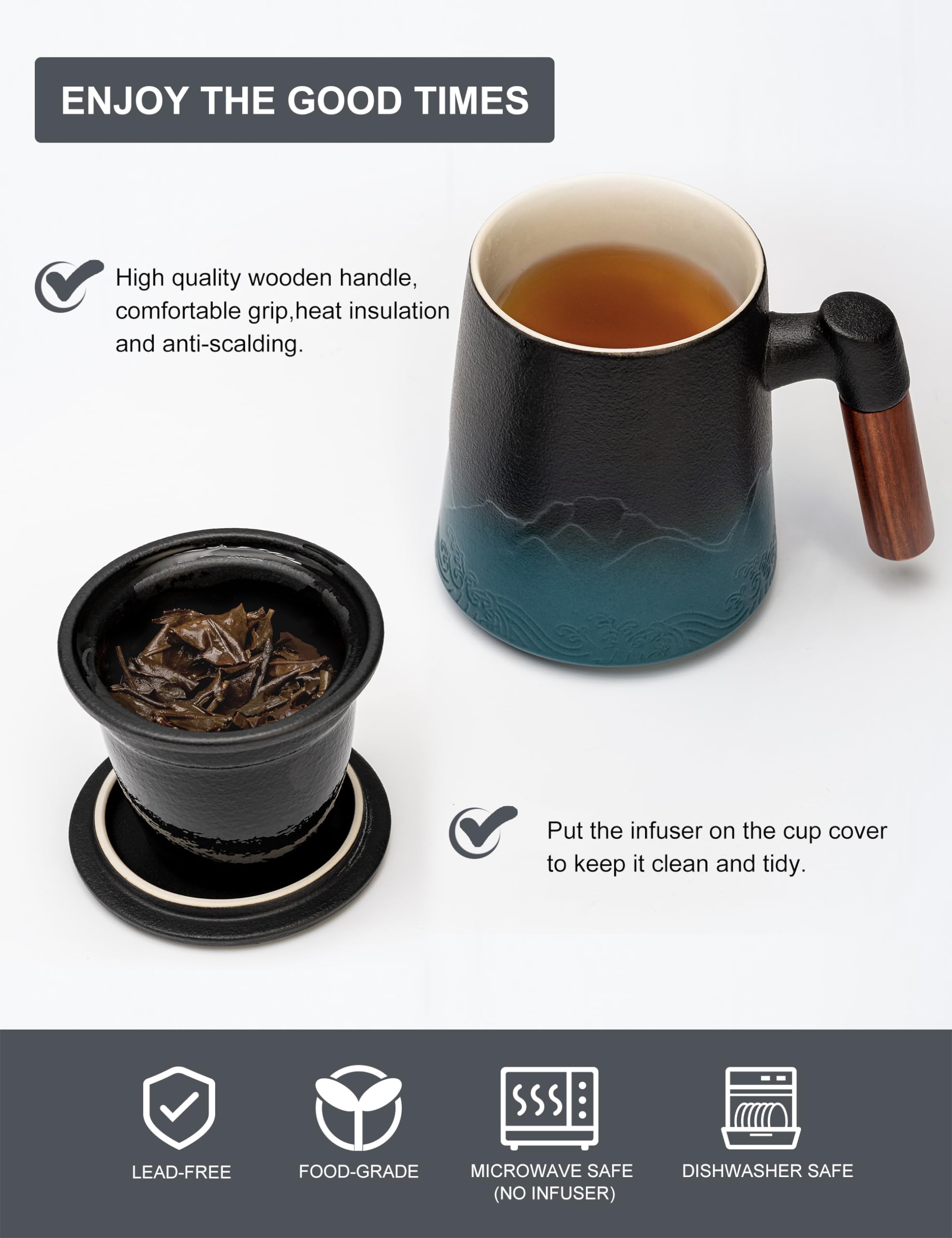 Suyika anti-scald wood-handle mug – comfortable pouring experience.