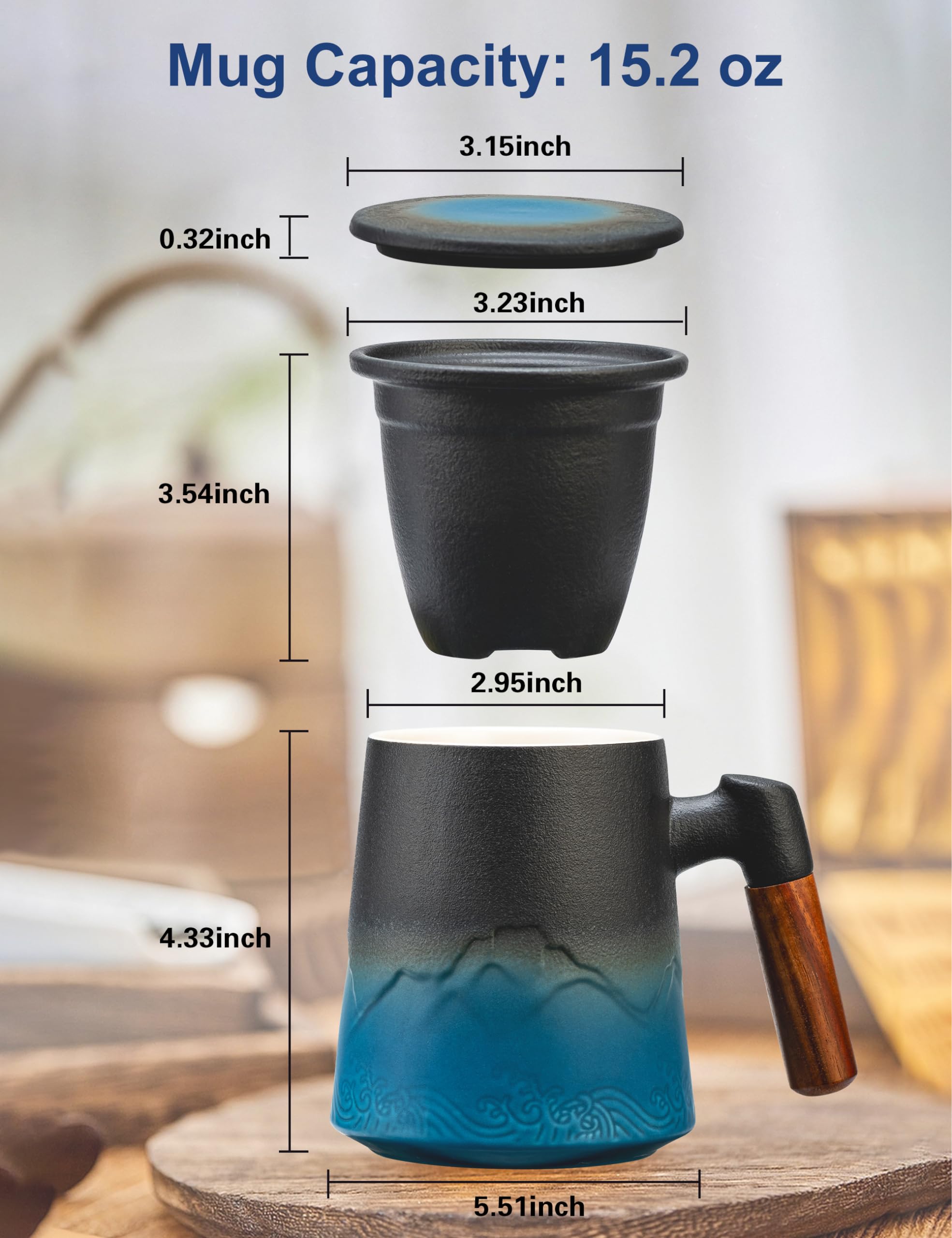 Suyika 450ml ceramic mug withstands hot beverages at home or office.