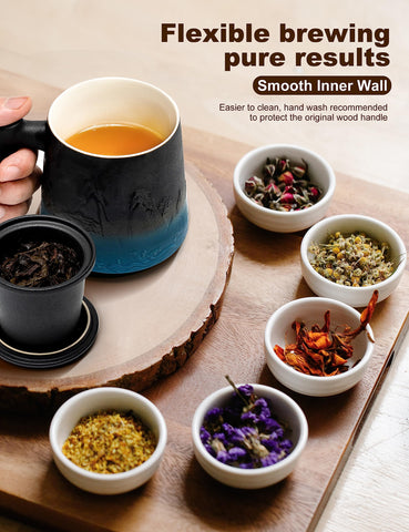 Suyika cup with lid placed on, heat and aroma retained during steeping
