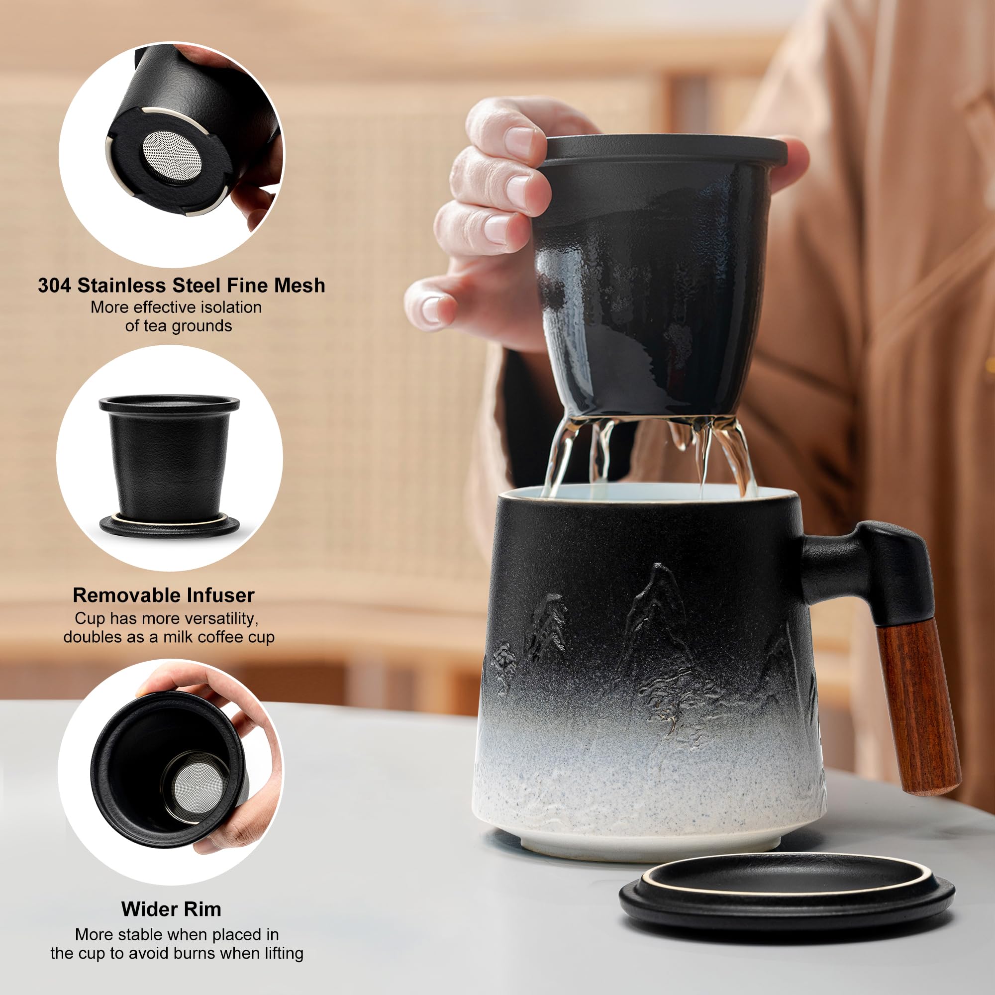 Suyika gradient embossed design adds grip and style to the tea mug