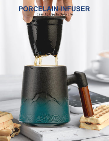 Suyika gradient mountain-sea design tea cup – stylish addition to home or office.