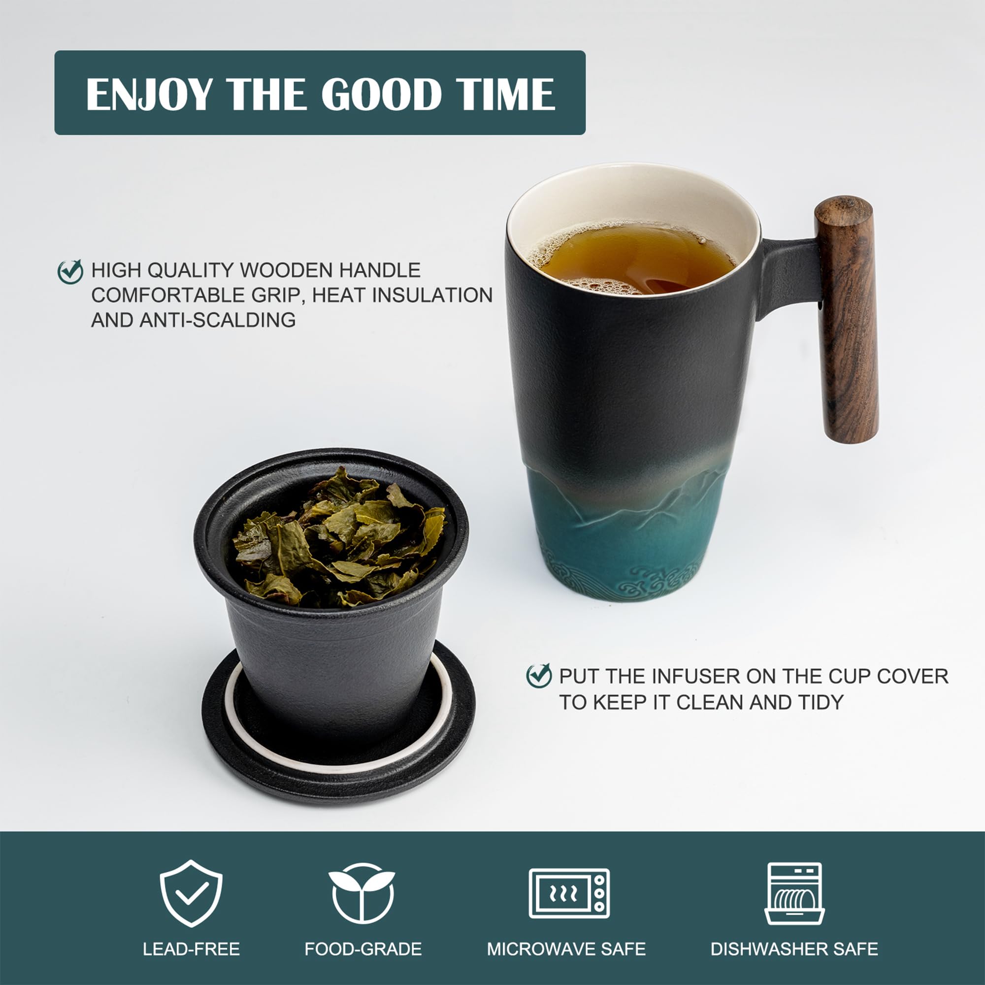 Suyika lid used as a coaster to keep surfaces safe and tea warm.