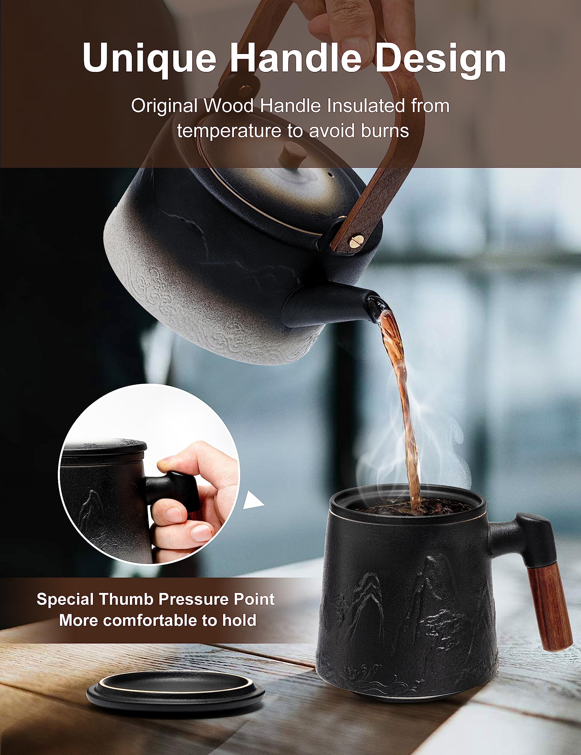 suyika matte black tea cup offers clean, versatile style