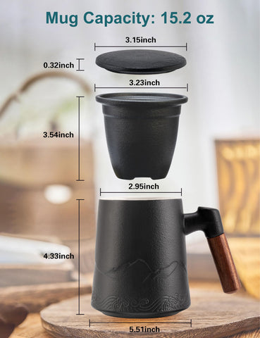 Suyika ceramic infuser filters loose leaf tea for a clean cup.