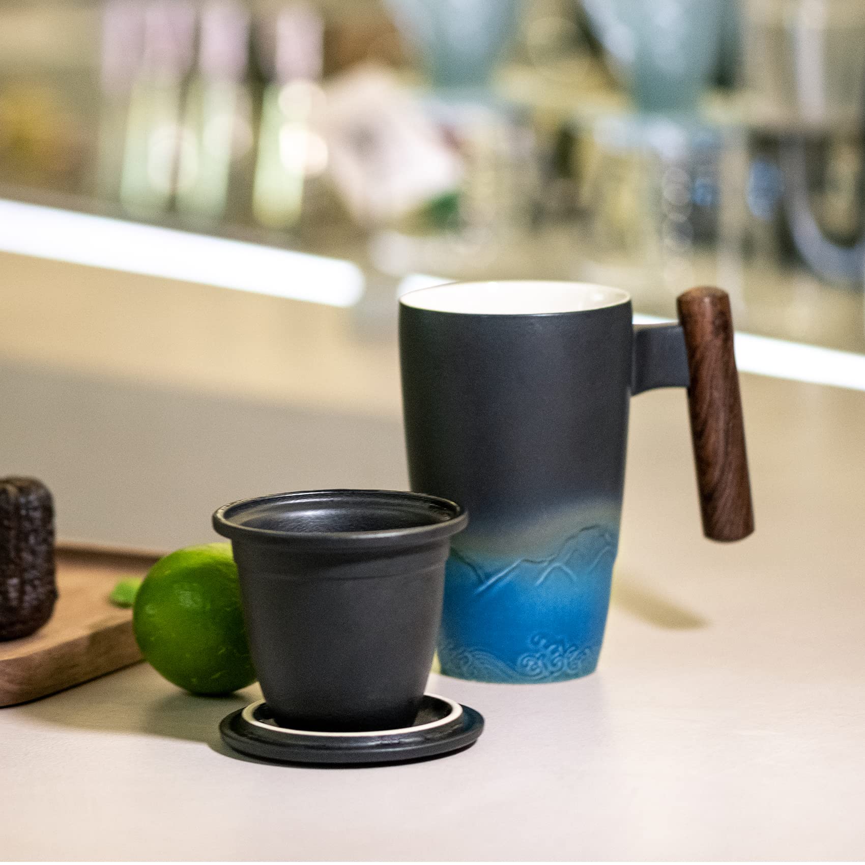 Suyika Tomotime black cyan mug for office or home