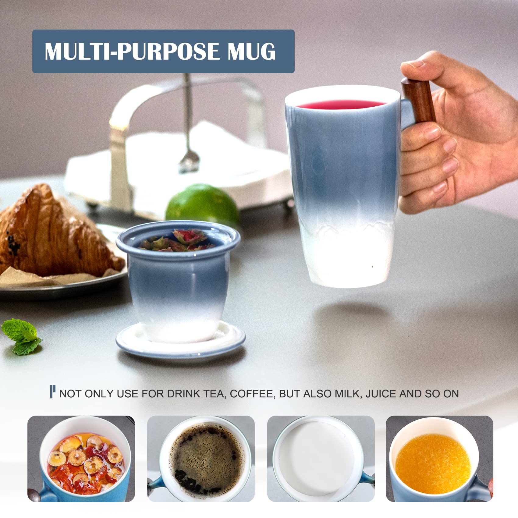 Suyika Tomotime blue cup lid doubles as coaster to protect surfaces.