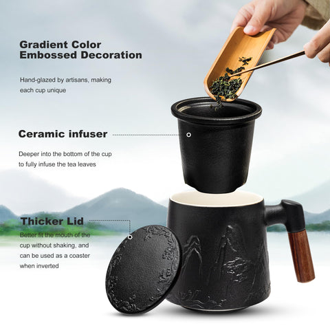 suyika wooden-handle teacup shown from the side for a comfortable grip