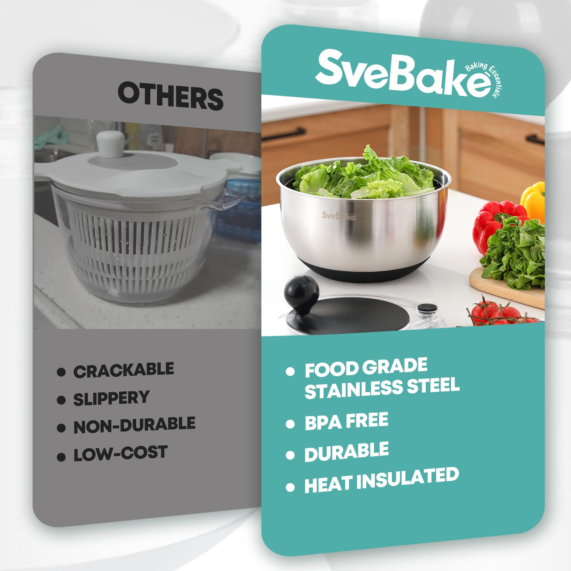 SveBake basket doubles as a strainer for versatile washing.