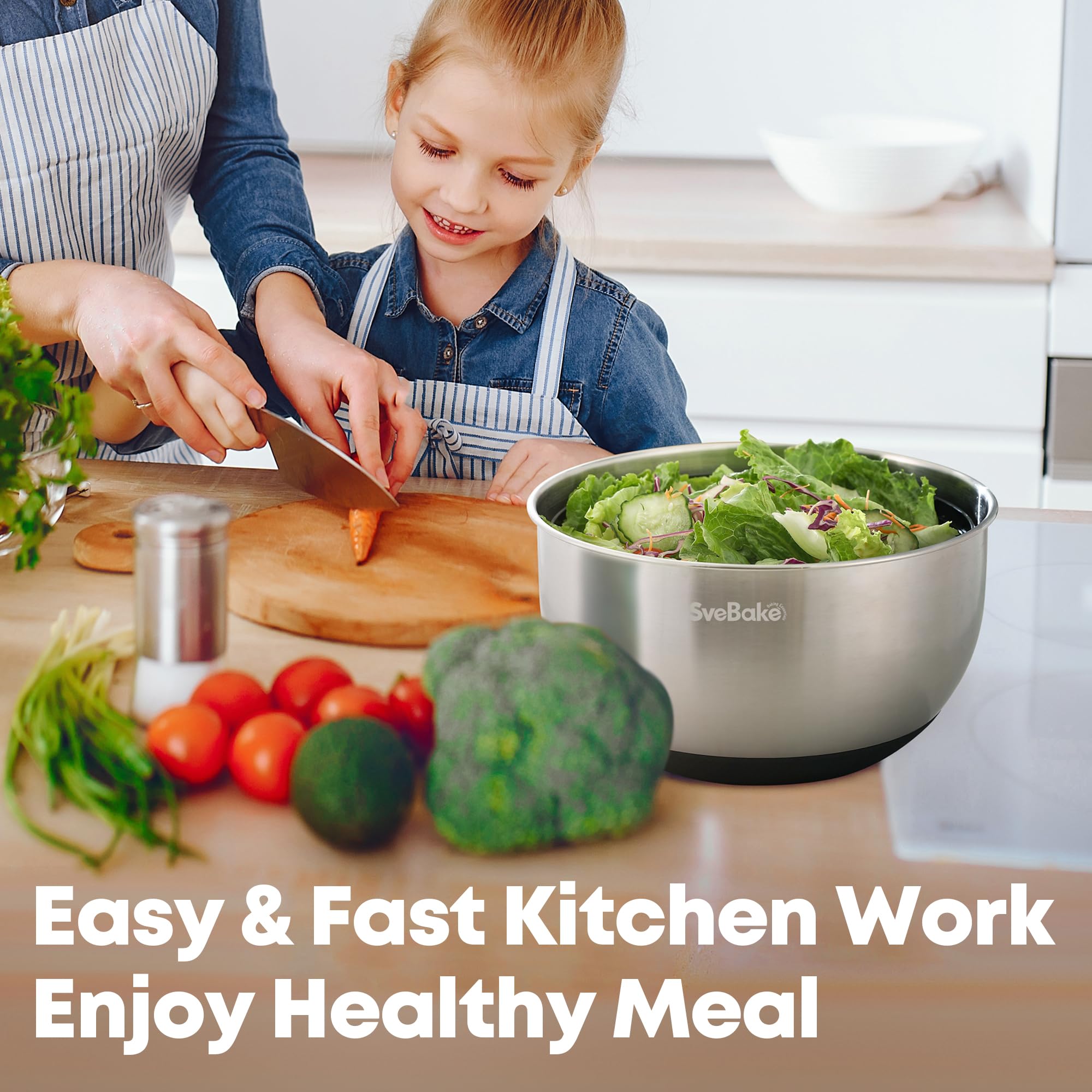 SveBake 5.3Qt spinner supports multi-use prep like herbs and pasta.