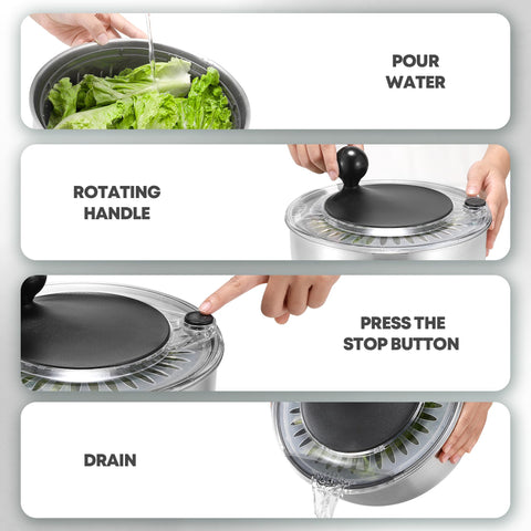 SveBake non-slip base keeps the spinner steady on countertops.