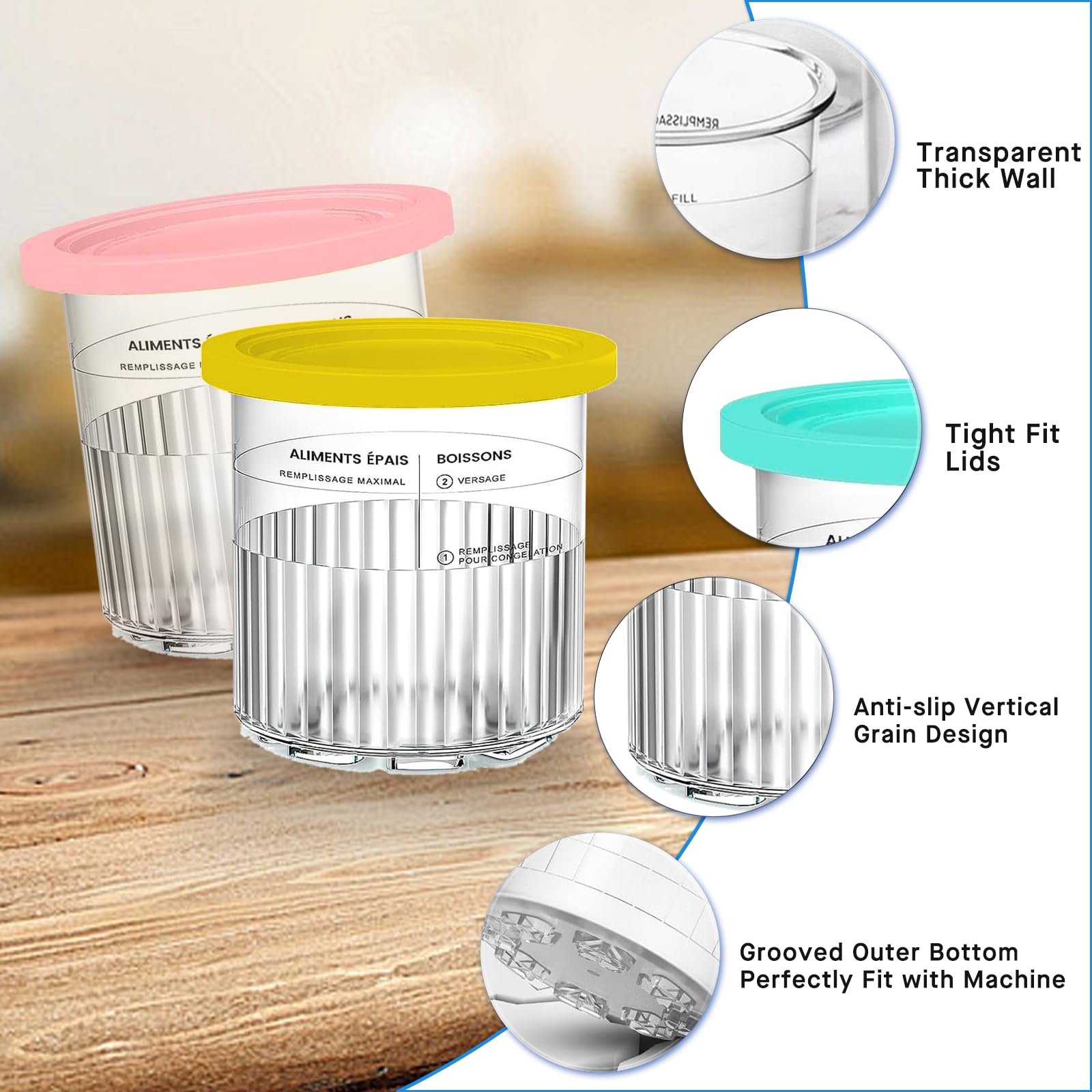 SVNOOC Ninja Creami Deluxe pint blue; versatile storage solution for desserts.