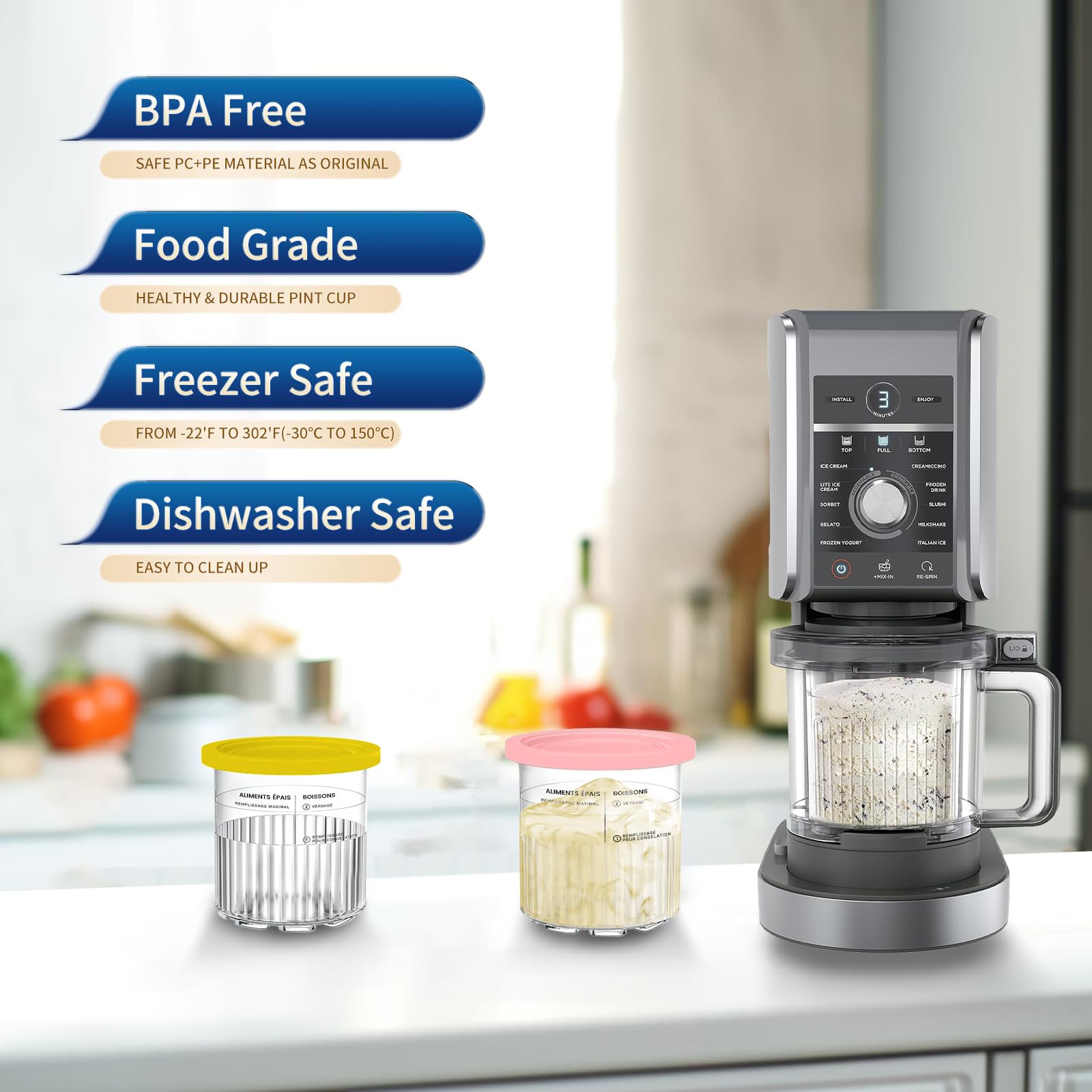 SVNOOC Ninja Creami Deluxe pint green; keeps ice cream fresh and ready to scoop.