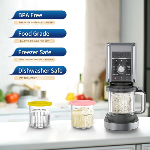 SVNOOC Ninja Creami Deluxe pint green; keeps ice cream fresh and ready to scoop.