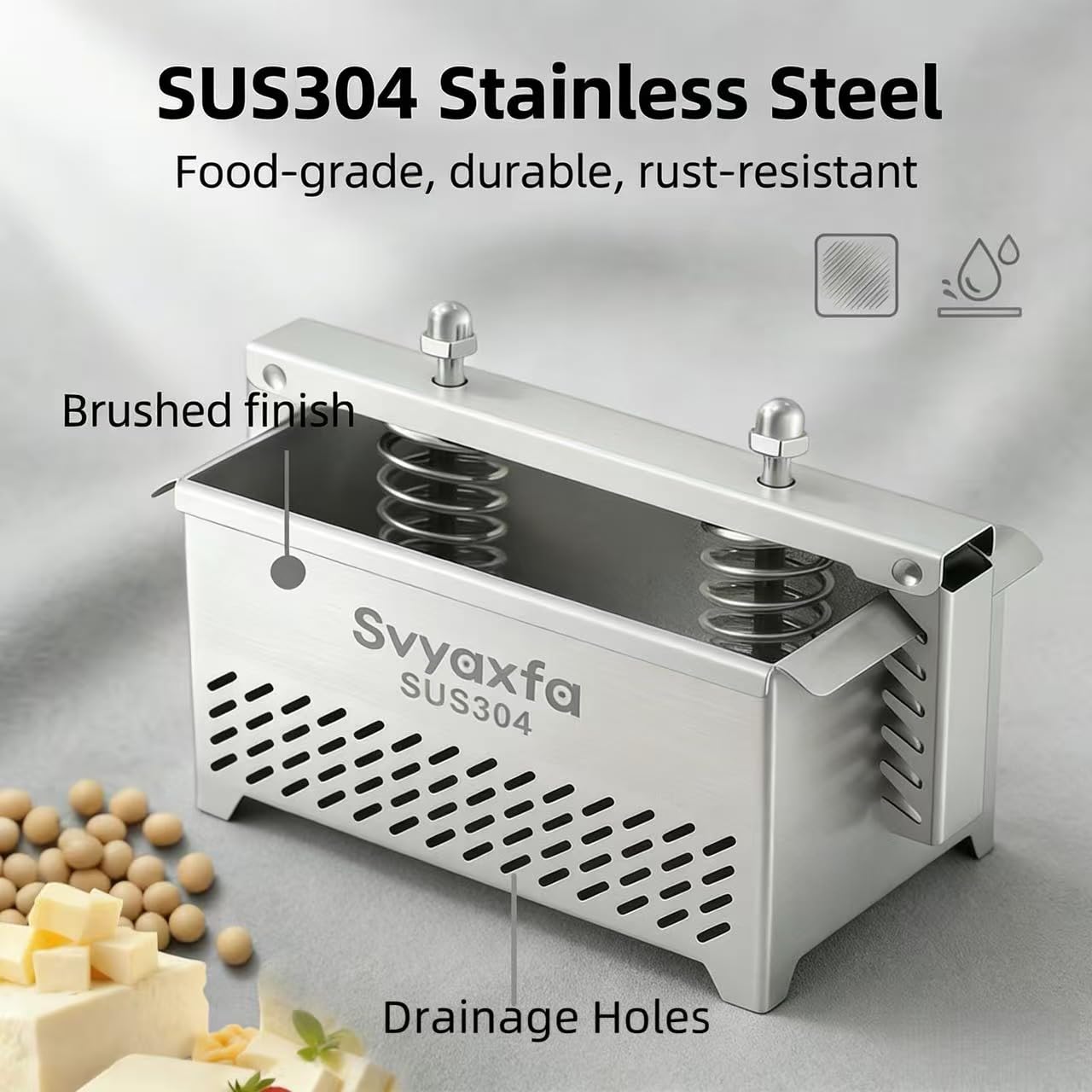 Svyaxfa Tofu Press with drip tray enables mess-free pressing and drainage.