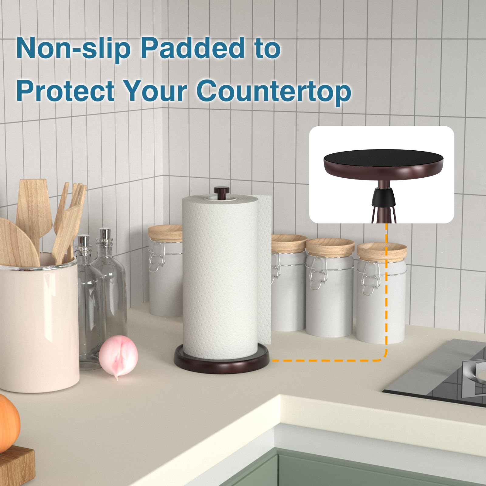 Swaitee bronze paper towel holder side profile displaying ergonomic height
