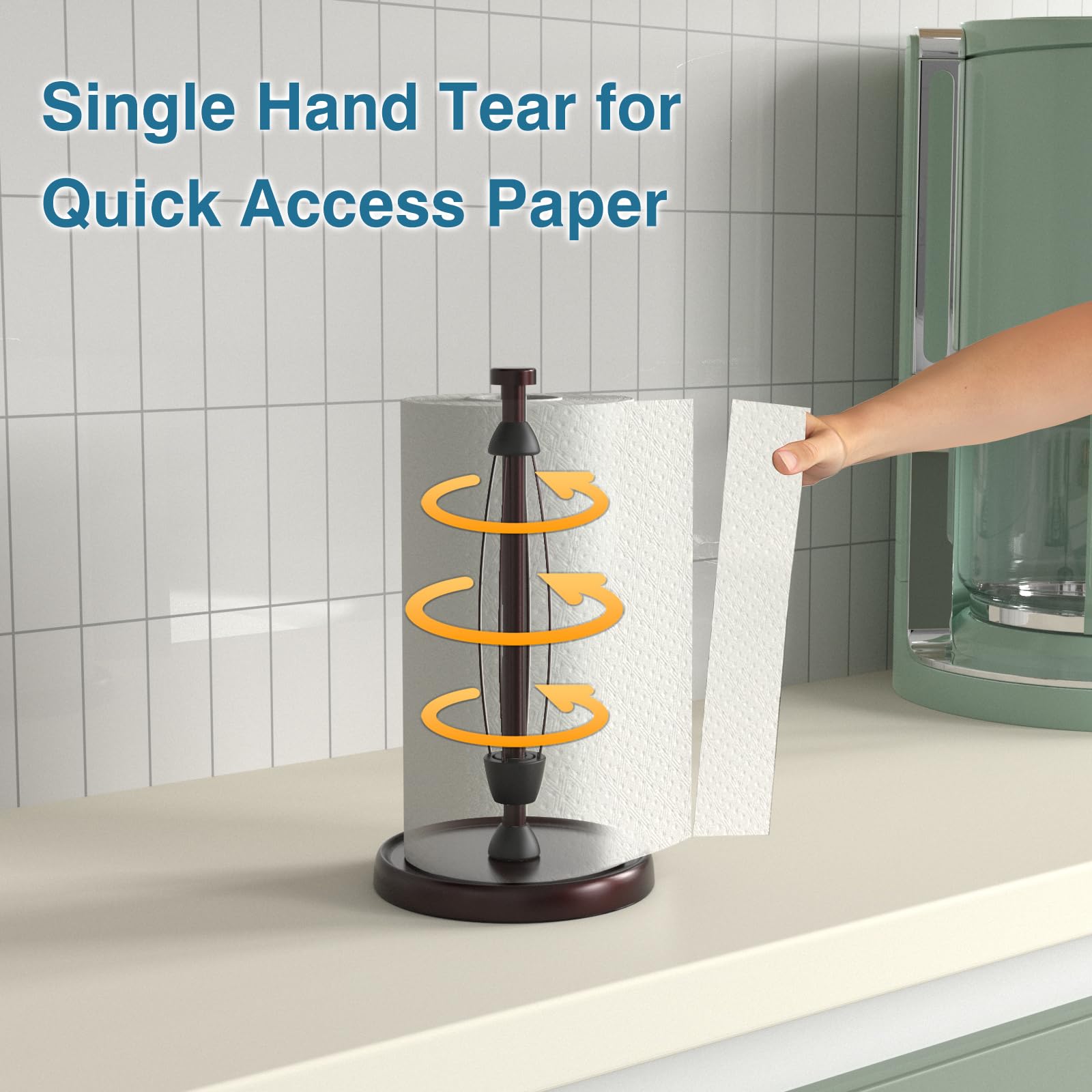 Swaitee bronze paper towel holder top view highlights modern kitchen decor